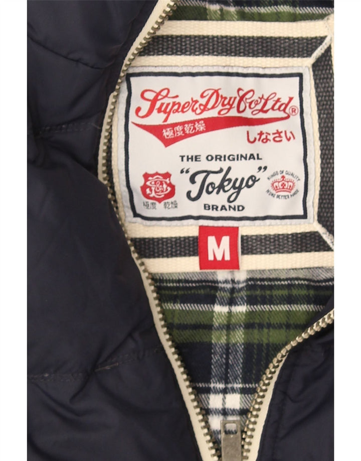 Superdry Herre Polstret Gilet UK 38 Medium Navy Blue Nylon