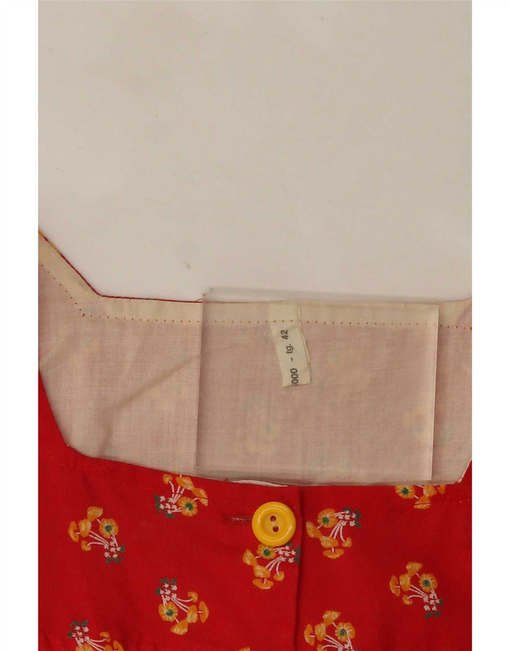 Vintage dameskjorte bluse IT 42 Medium rød blomster