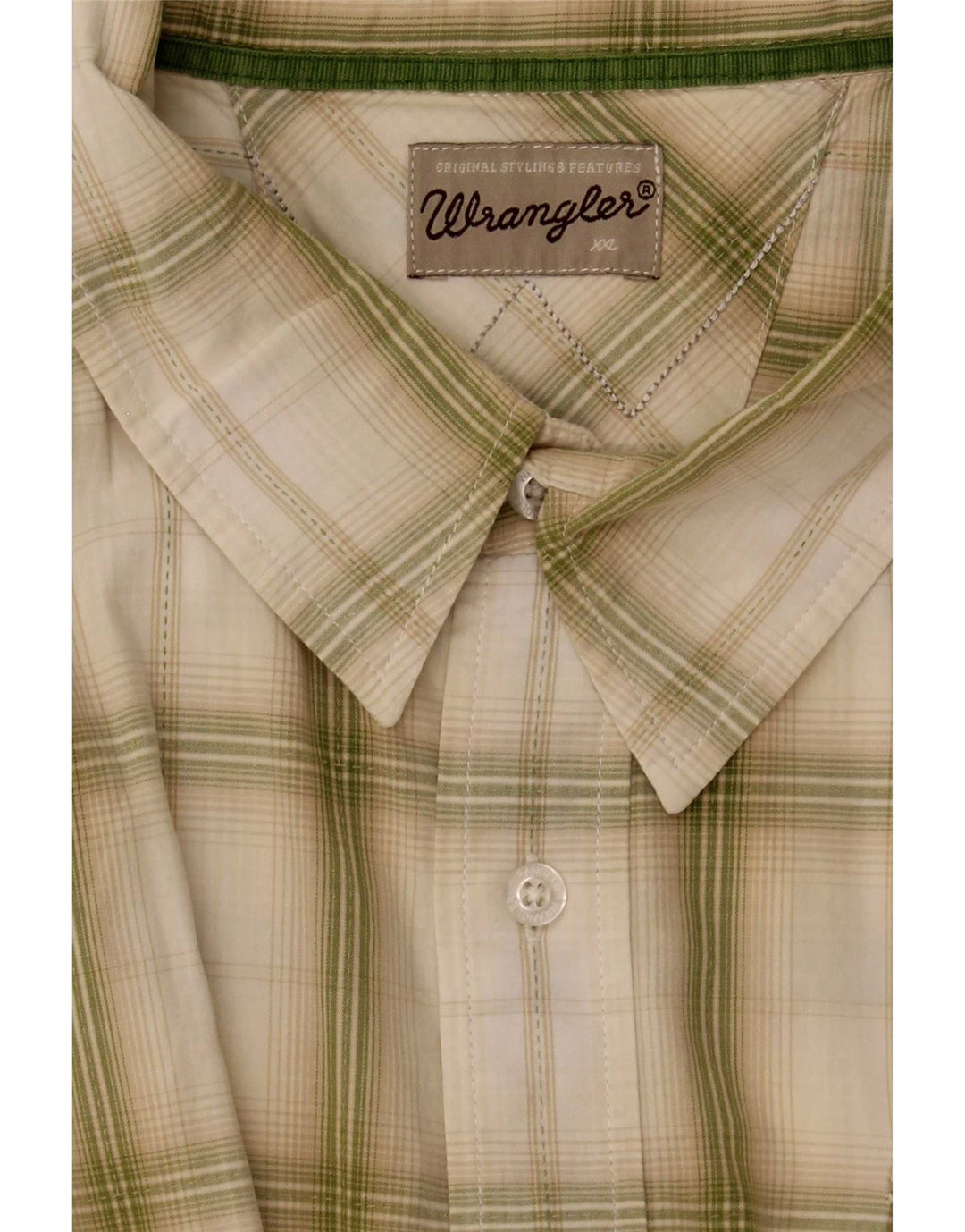 Wrangler kortærmet herreskjorte XL grøn ternet