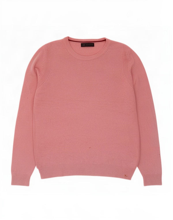 Marks & Spencer Womens Boat Neck Jumper Sweater UK 12 Medium Pink Wool