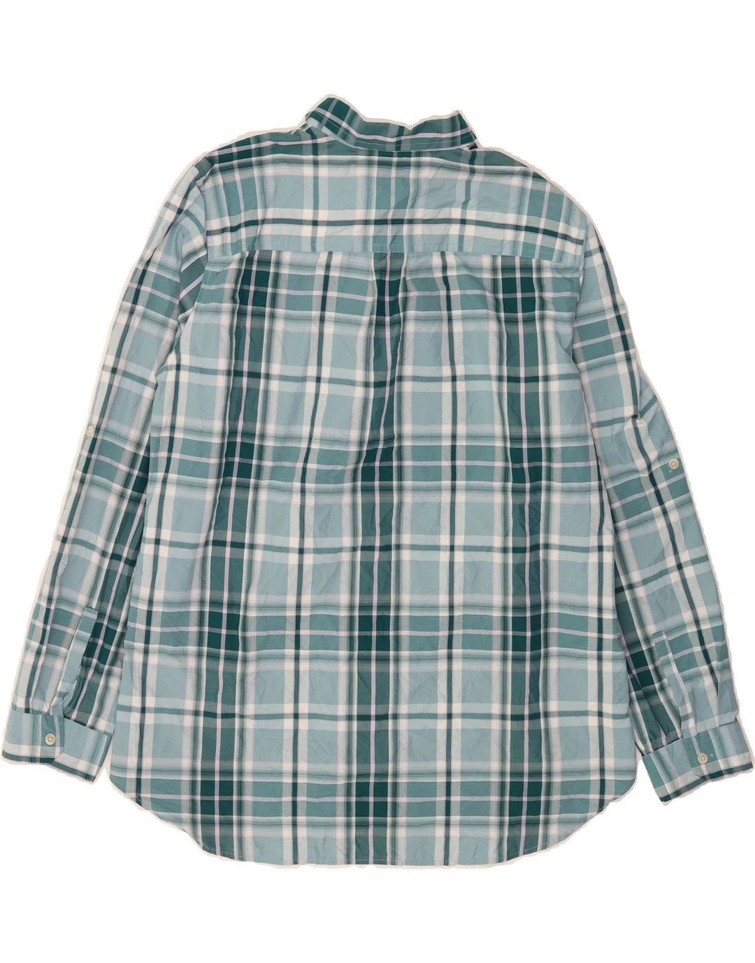 EDDIE BAUER Womens Classic Fit Shirt UK 18 XL Blue Check Polyester Vintage Eddie Bauer and Second-Hand Eddie Bauer from Messina Hembry 