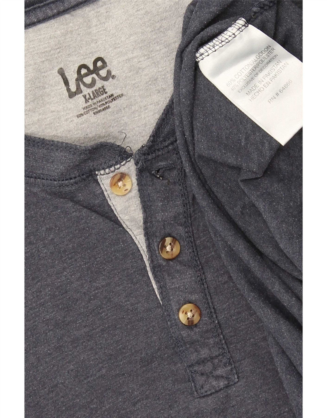 Lee Herre T-Shirt Top XL Grå Bomuld