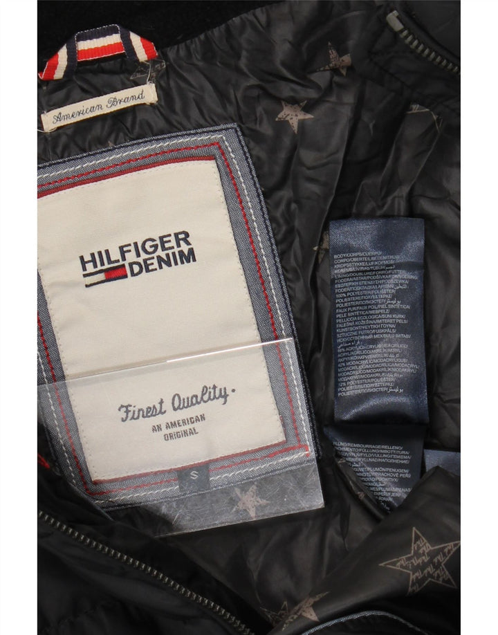 Tommy Hilfiger Dame Hætte Polstret Frakke UK 10 Small Black Polyester