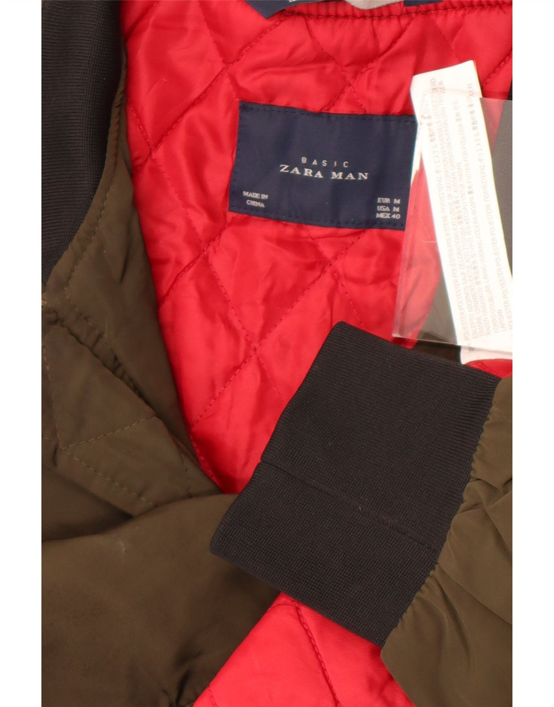 Zara Bomber Jacket UK 38 Medium Khaki Colourblock Polyester