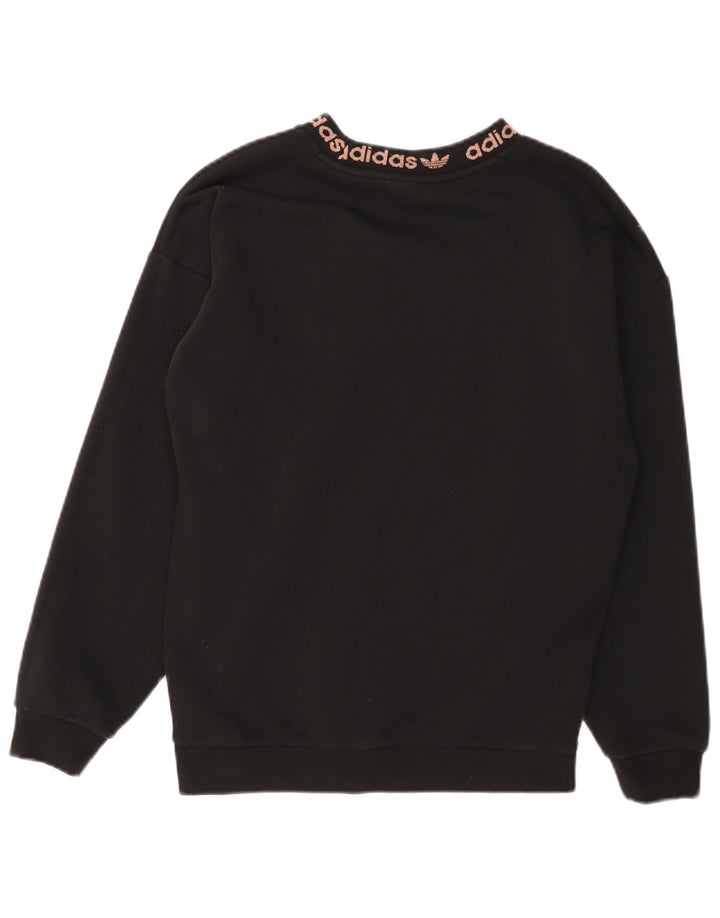Adidas Dame Grafisk Oversized Sweatshirt Jumper UK 4 Small Black Bomuld