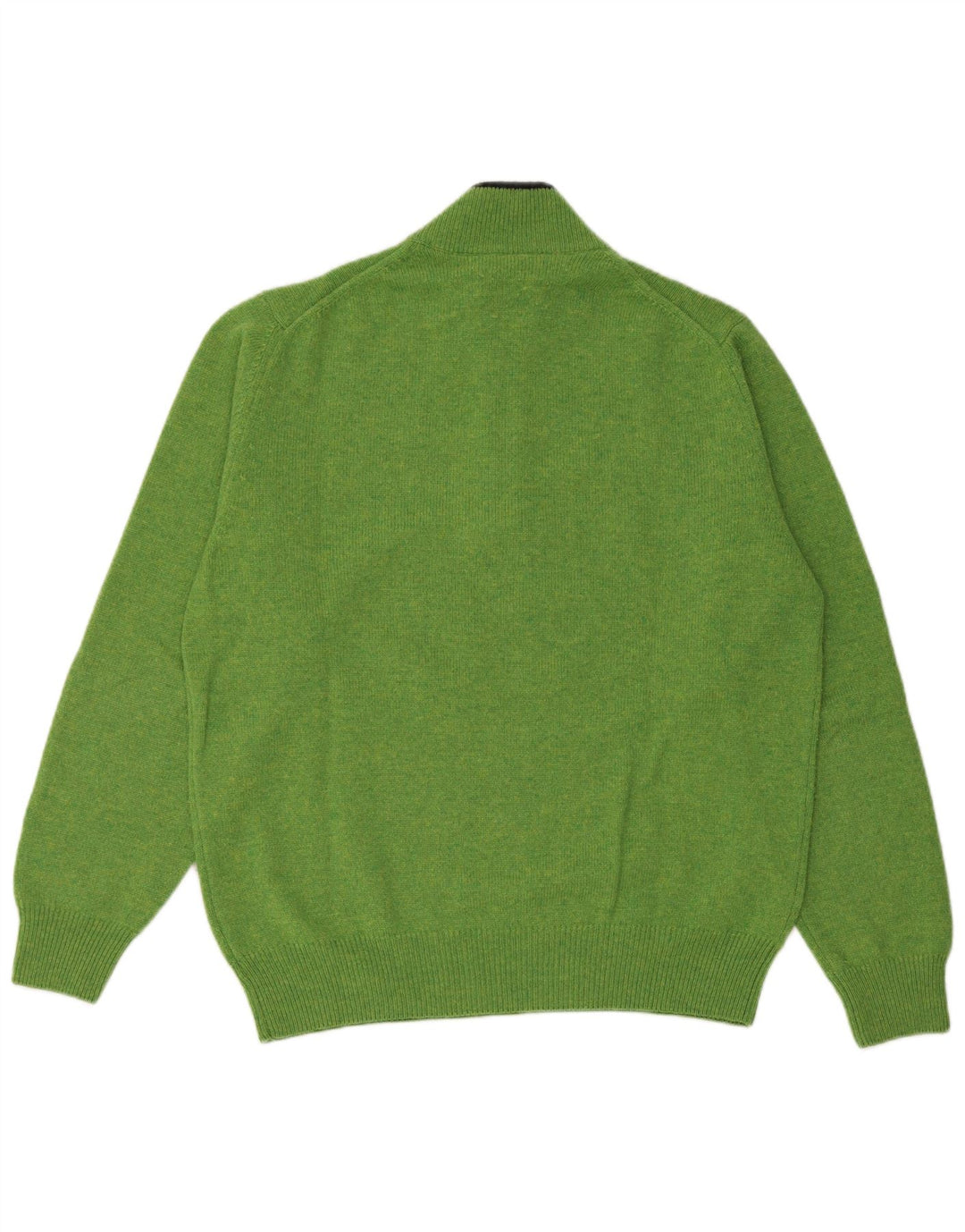 Fred Perry Herre Zip Neck Jumper Sweater Medium Green Wool