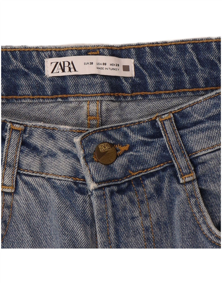 Zara Womens Distressed Denim Shorts EU 38 Small W28 Blue
