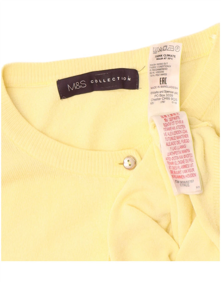 Marks & Spencer Dame Cardigan Sweater UK 16 Large Yellow Viscose