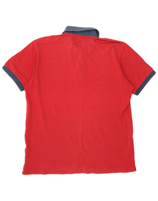 Benetton Polo Shirt til mænd XL Rød Colourblock