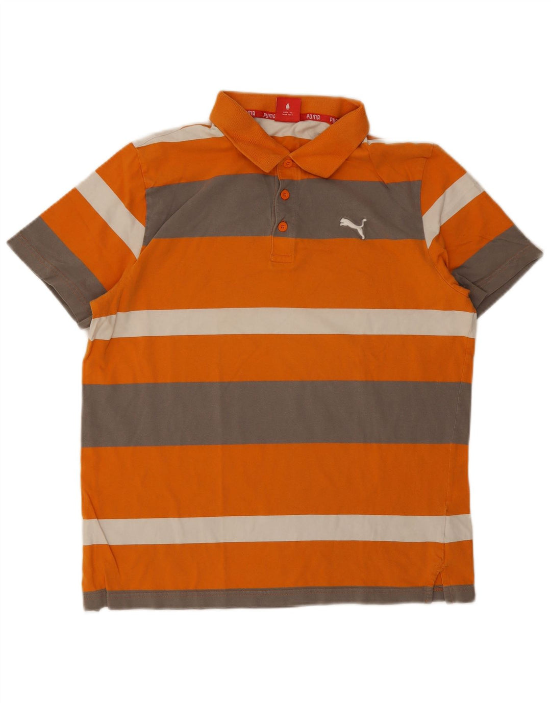 Puma Herre Kortærmet Polo Shirt Stor Orange Stribet