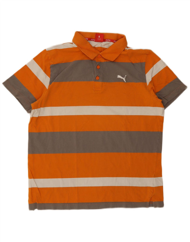 Puma Herre Kortærmet Polo Shirt Stor Orange Stribet