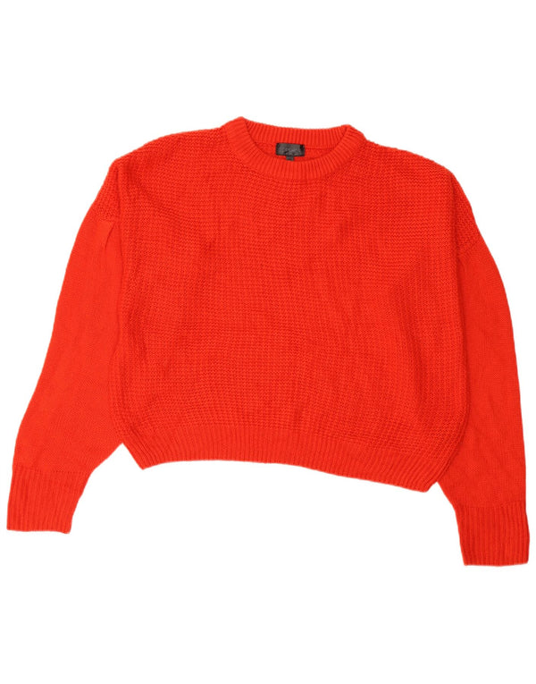 Topshop Dame Crop Oversized Crew Neck Jumper Sweater UK 8 Small Red