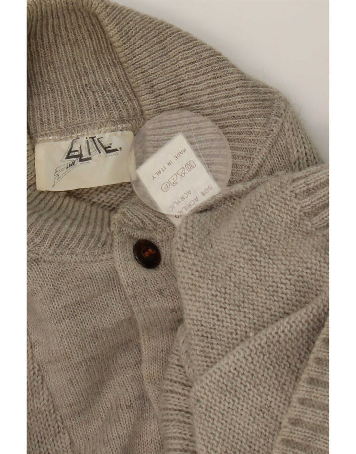 Elite Herre Button Neck Jumper Sweater Medium Grey Uld