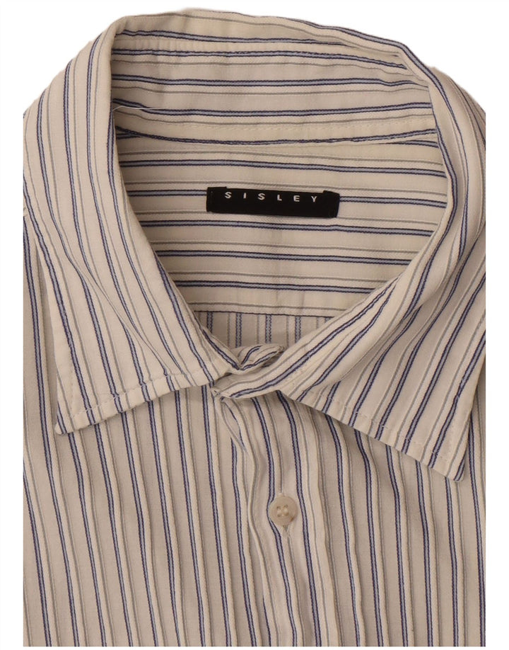 Sisley Kortærmet Herreskjorte Medium Off White Nålestribe