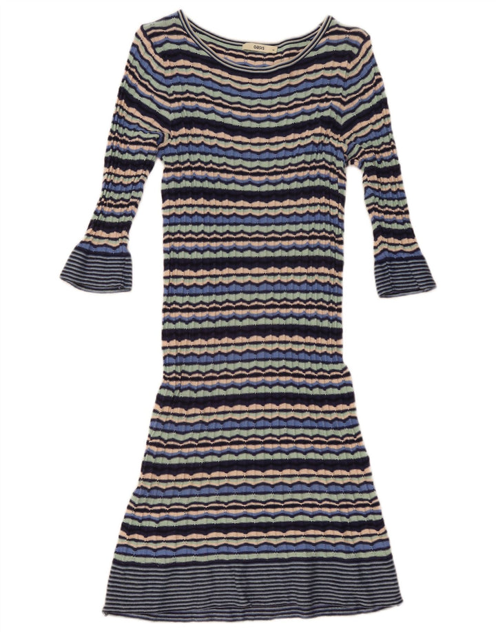 Oasis Dame 3/4-ærmet Jumper Dress UK 12 Medium Flerfarvet Stribet
