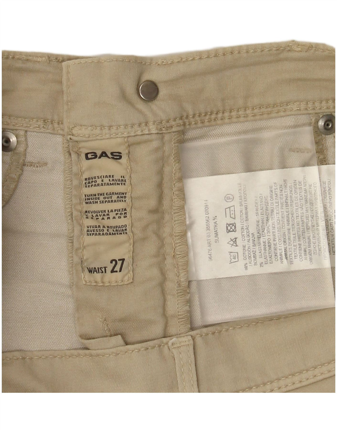 Gas Dame Capri Bukser W27 L18 Beige Bomuld