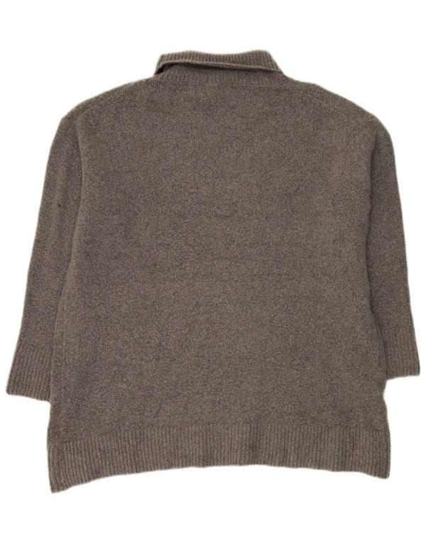 Zara Dame Oversized Roll Neck Jumper Sweater UK 10 Small Grå Akryl