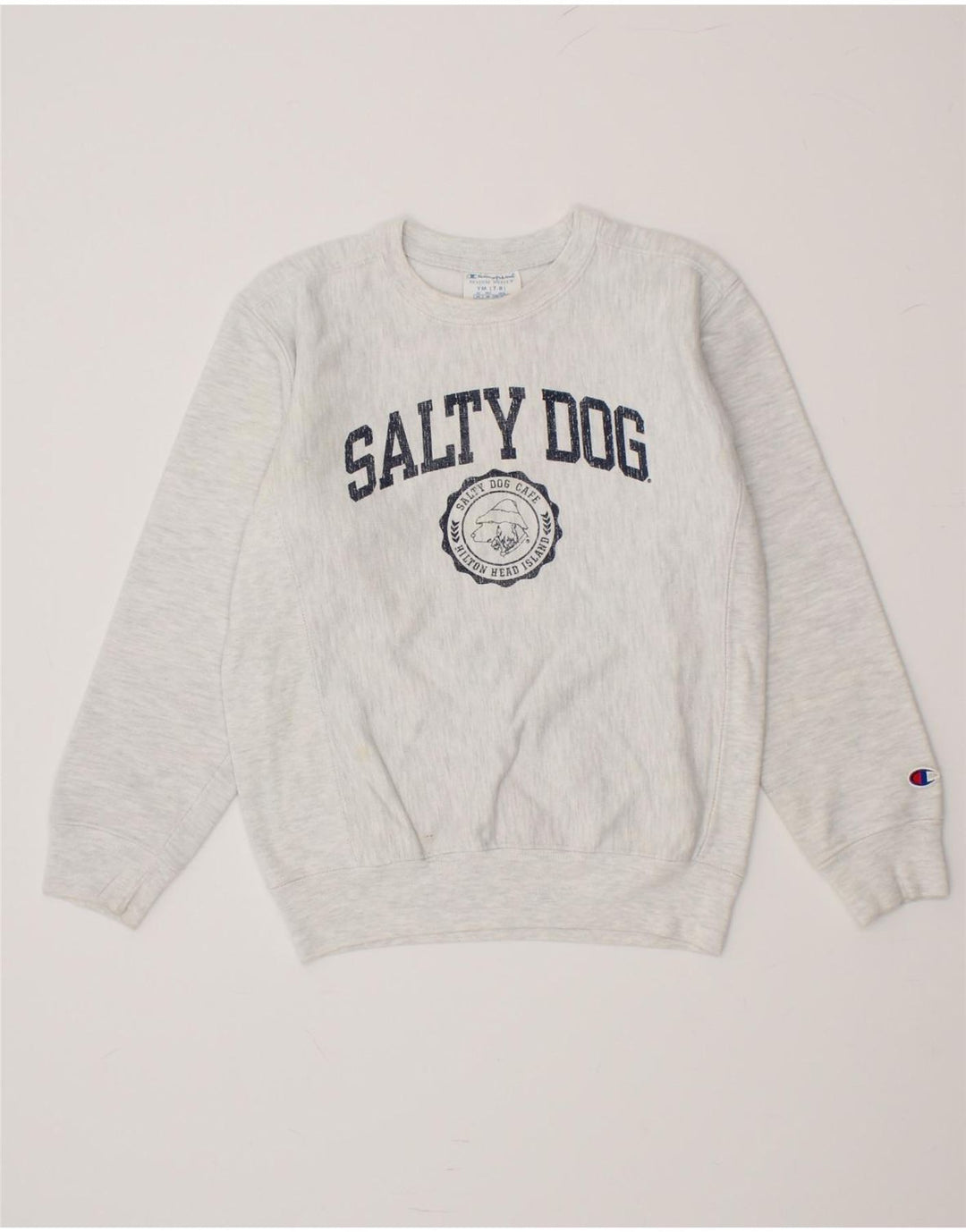 CHAMPION Boys Graphic Sweatshirt Jumper 7-8 Years Medium Grey Cotton Vintage Champion and Second-Hand Champion from Messina Hembry 