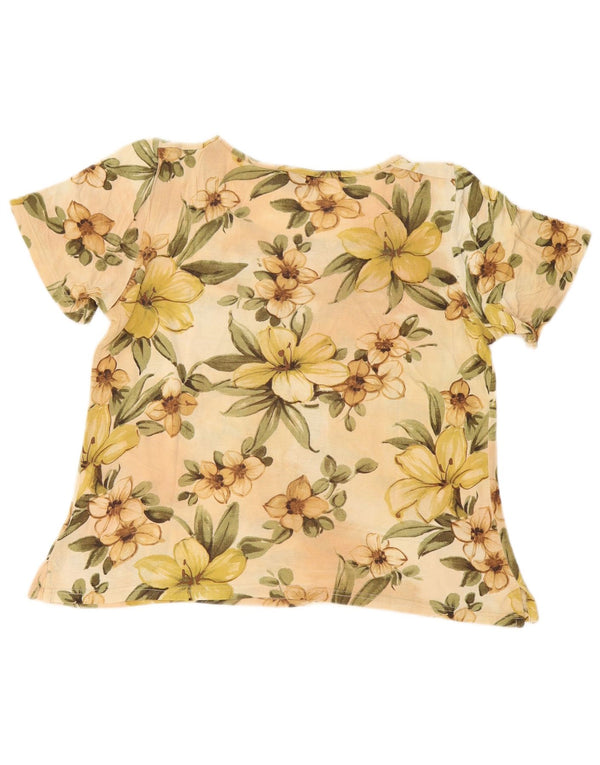 Conte of Florence Grafisk T-shirt top til kvinder UK 16 Large Beige Floral