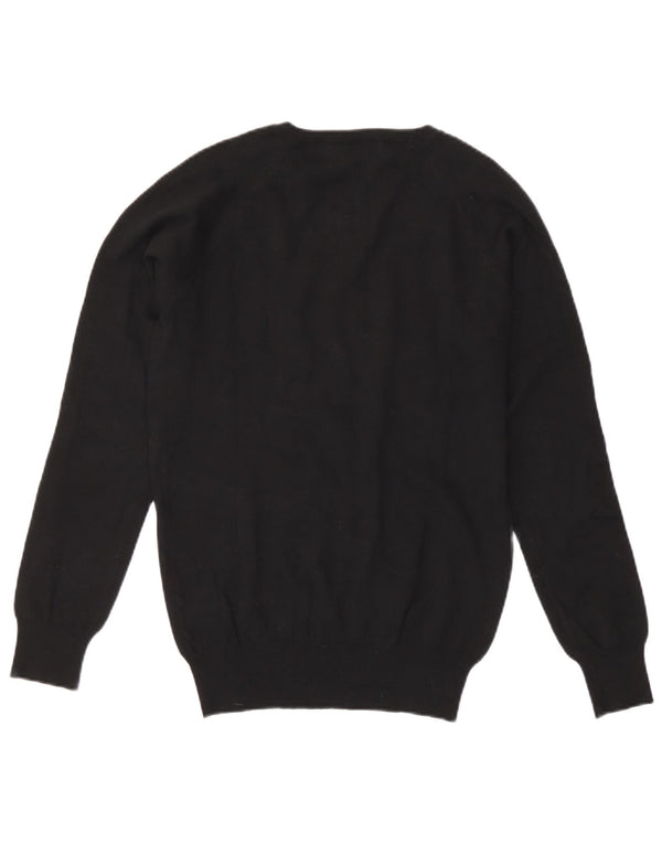 Zara Womens V-Neck Jumper Sweater UK 16 Large Black Cotton