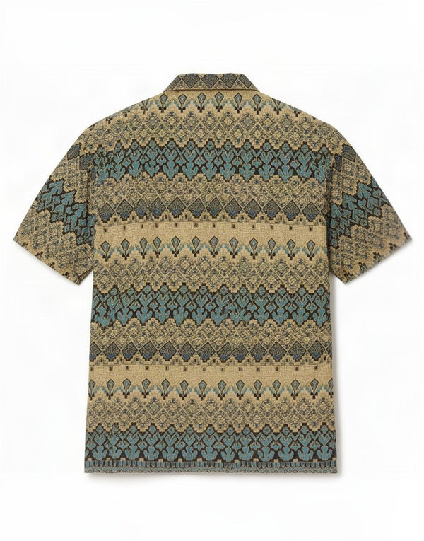 Alit Astika Kortærmet Herreskjorte 3XL Beige Geometrisk Bomuld