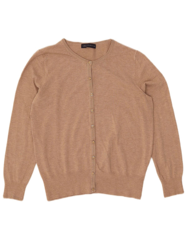 Marks & Spencer Dame Cardigan Sweater UK 12 Medium Beige Viscose