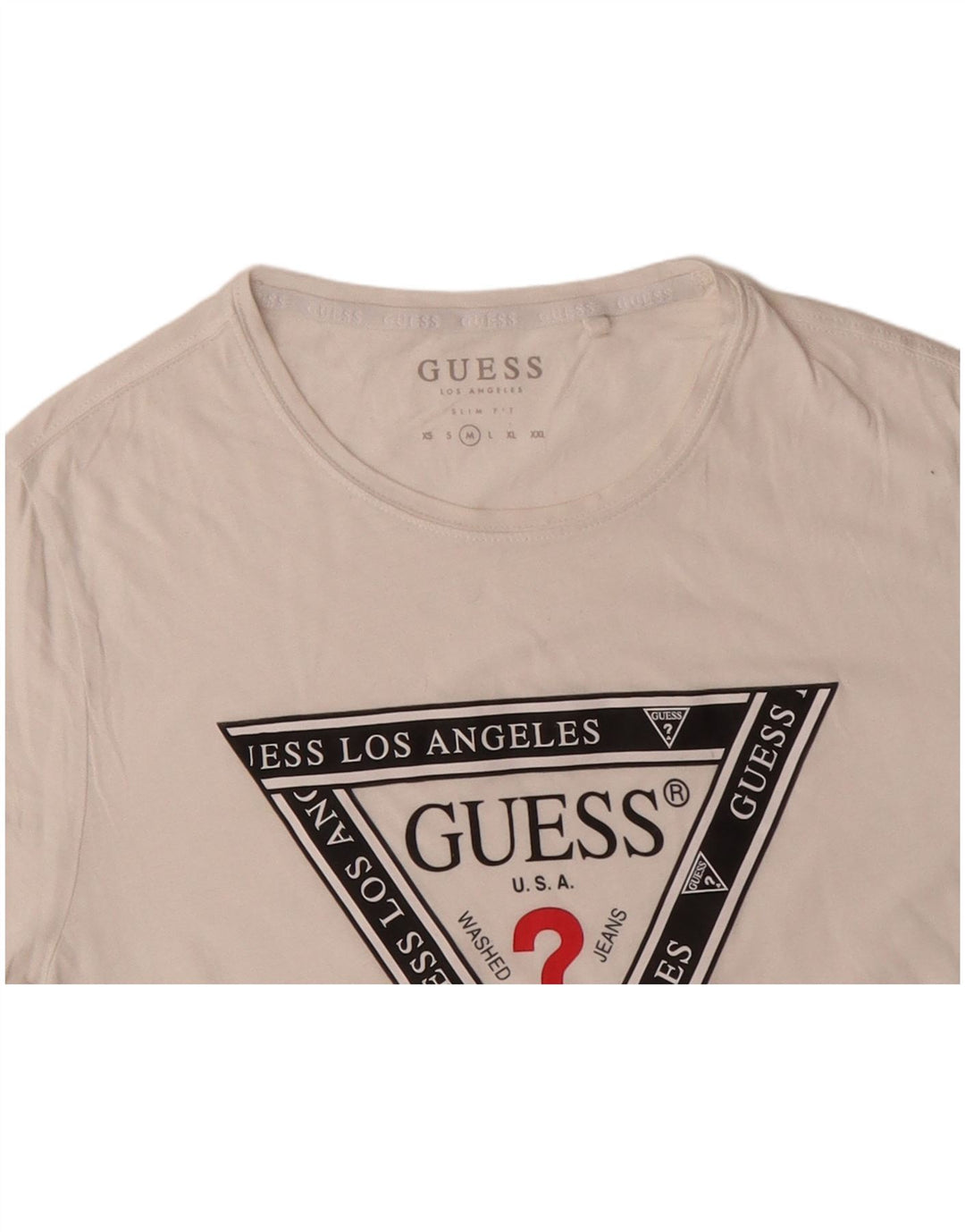 GUESS Herre Slim Fit Grafisk T-shirt Top Medium Off White Bomuld