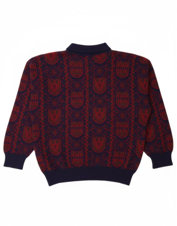 Vintage herre polo hals sweater lille marineblå Fair Isle