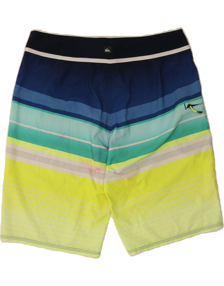 QUIKSILVER Mens Swimming Shorts Large Multicoloured Striped Polyester Vintage Quiksilver and Second-Hand Quiksilver from Messina Hembry 