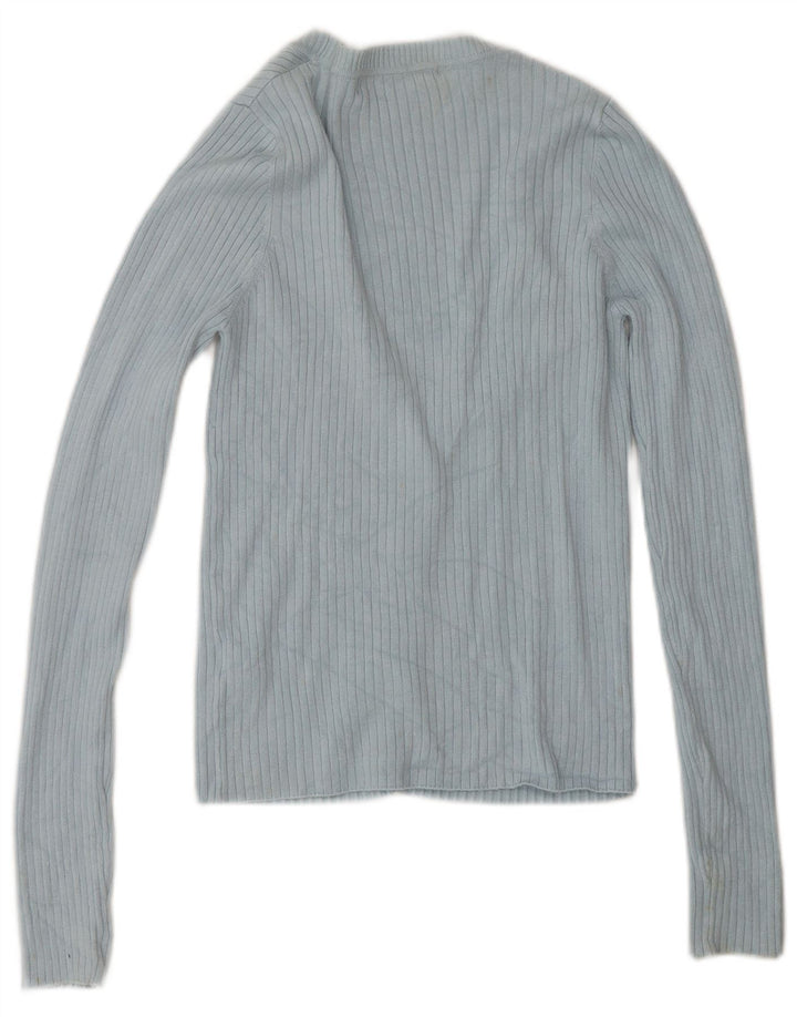 Zara Dame Cardigan Sweater UK 12 Medium Blue Rayon