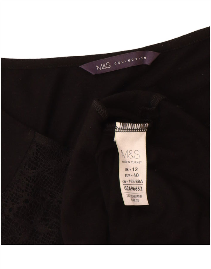 Marks & Spencer Dametop Langærmet UK 12 Medium Sort Viscose