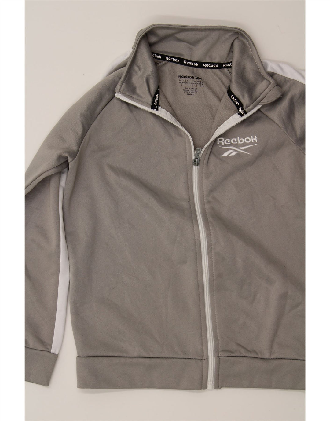 REEBOK Boys Tracksuit Top Jacket 11-12 Years Grey Colourblock Vintage Reebok and Second-Hand Reebok from Messina Hembry 
