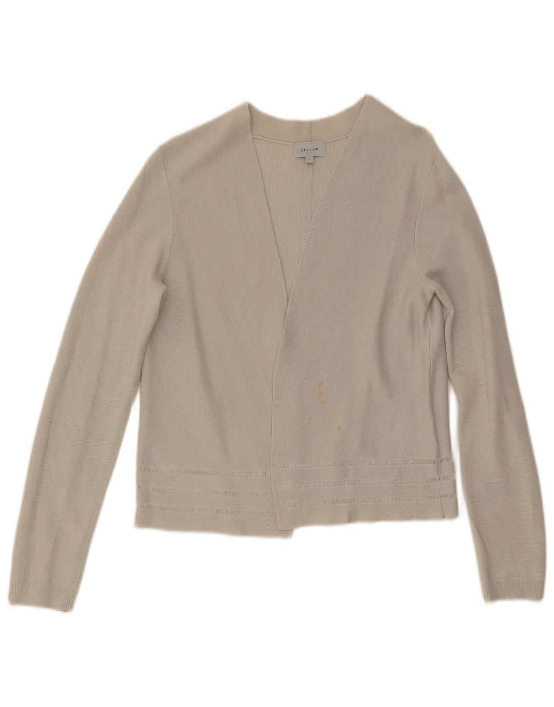 Jigsaw Womens Crop Open Cardigan Sweater UK 10 Small Grey Bomuld