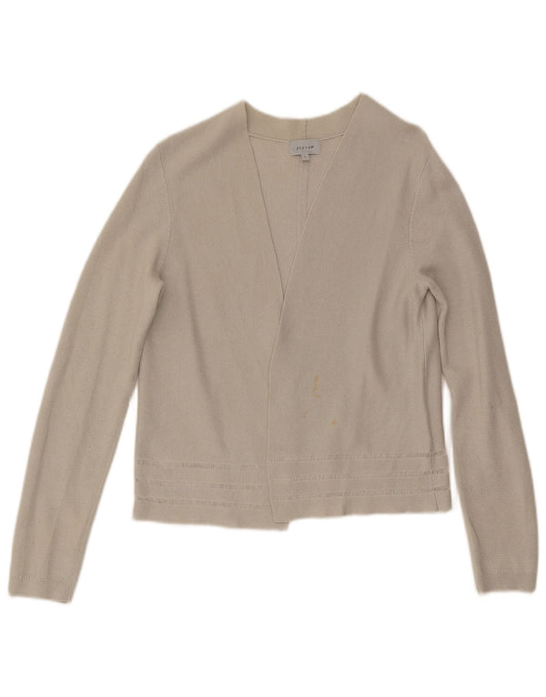 Jigsaw Womens Crop Open Cardigan Sweater UK 10 Small Grey Bomuld