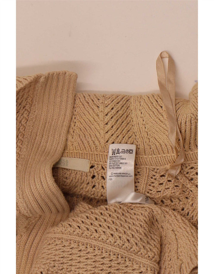 Marks & Spencer Dame Longline Åben Cardigan Sweater UK 14 Large Beige
