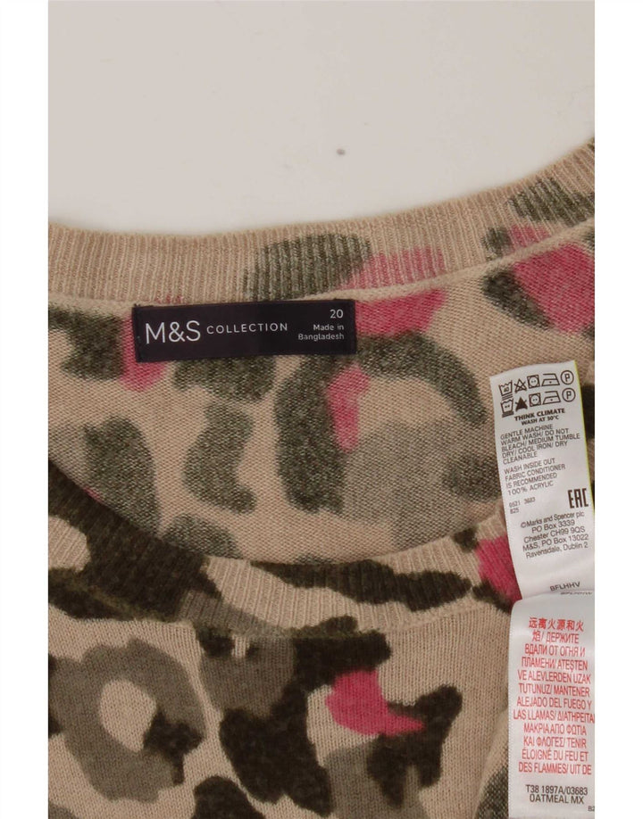 Marks & Spencer Dame Abstrakt mønster Boat Neck Jumper Sweater UK 20 2XL