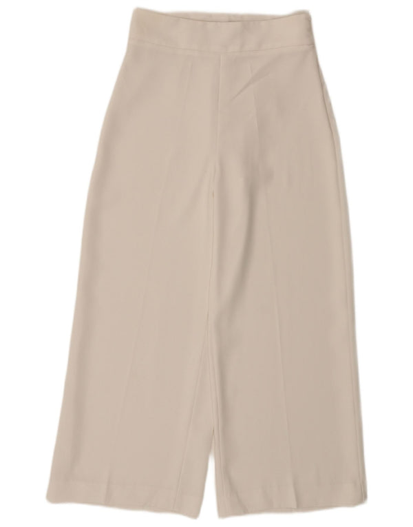 Zara Kvinder Højtaljede Brede Ben Cropped Bukser Small W26 L25 White