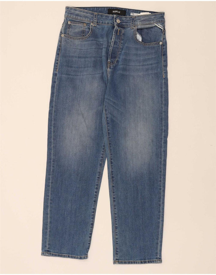REPLAY Womens Mom Cropped Jeans W31 L25 Blue Cotton