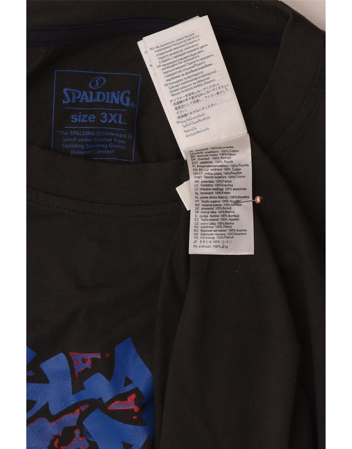 SPALDING Herre Grafisk T-Shirt Top 3XL Grå Bomuld