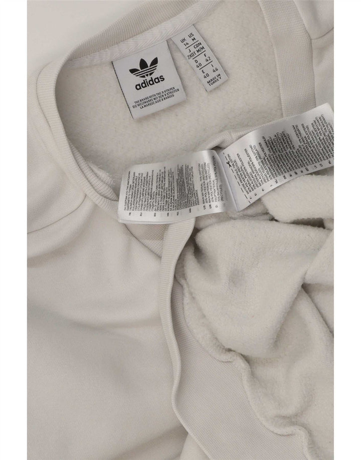 Adidas Dame Oversized Sweatshirt Jumper UK 14 Medium White Bomuld