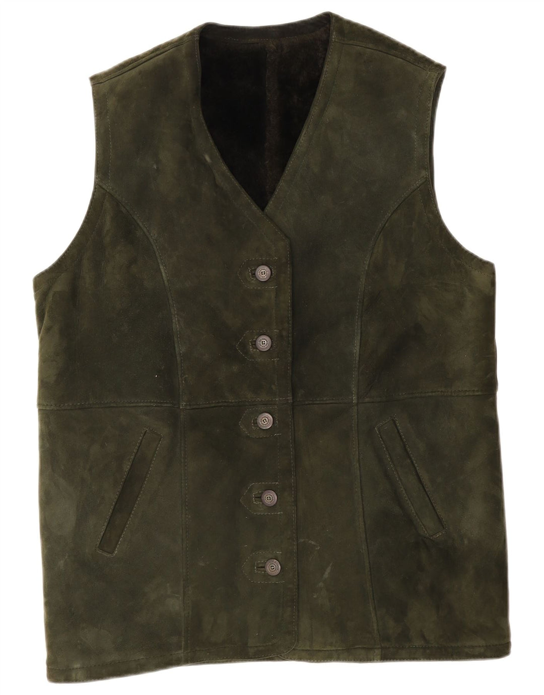 Vintage Dame Ruskind Gilet UK 14 Large Khaki