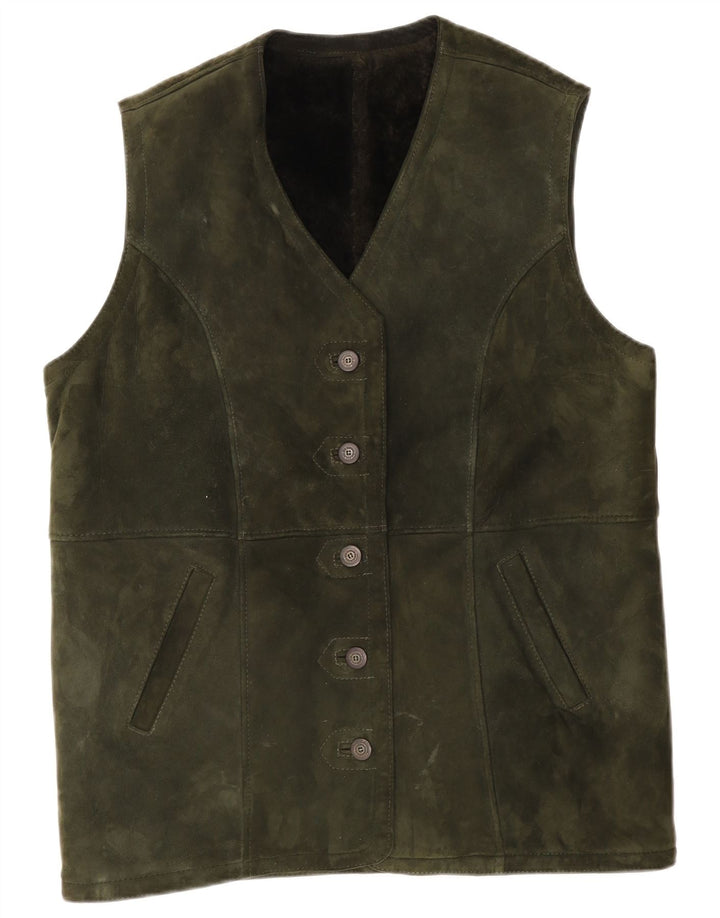Vintage Dame Ruskind Gilet UK 14 Large Khaki