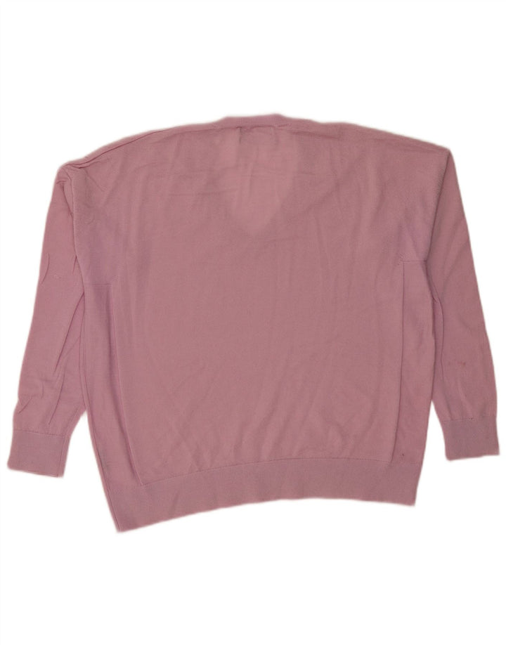 Marks & Spencer Dame Oversized V-hals sweater UK 14 Medium Pink