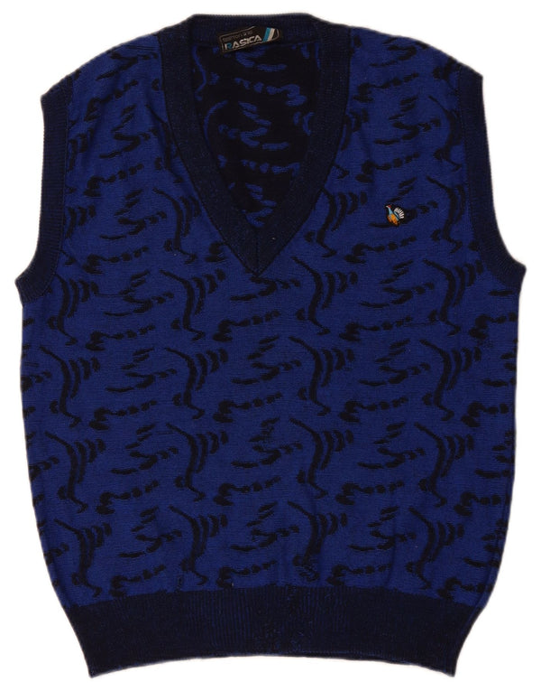 Rasica Herre abstrakt mønster Vest Tank Top Medium Blue Viscose