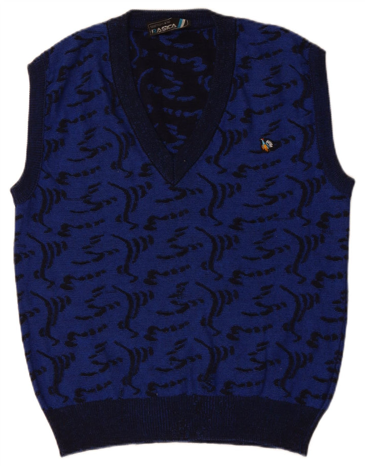 Rasica Herre abstrakt mønster Vest Tank Top Medium Blue Viscose