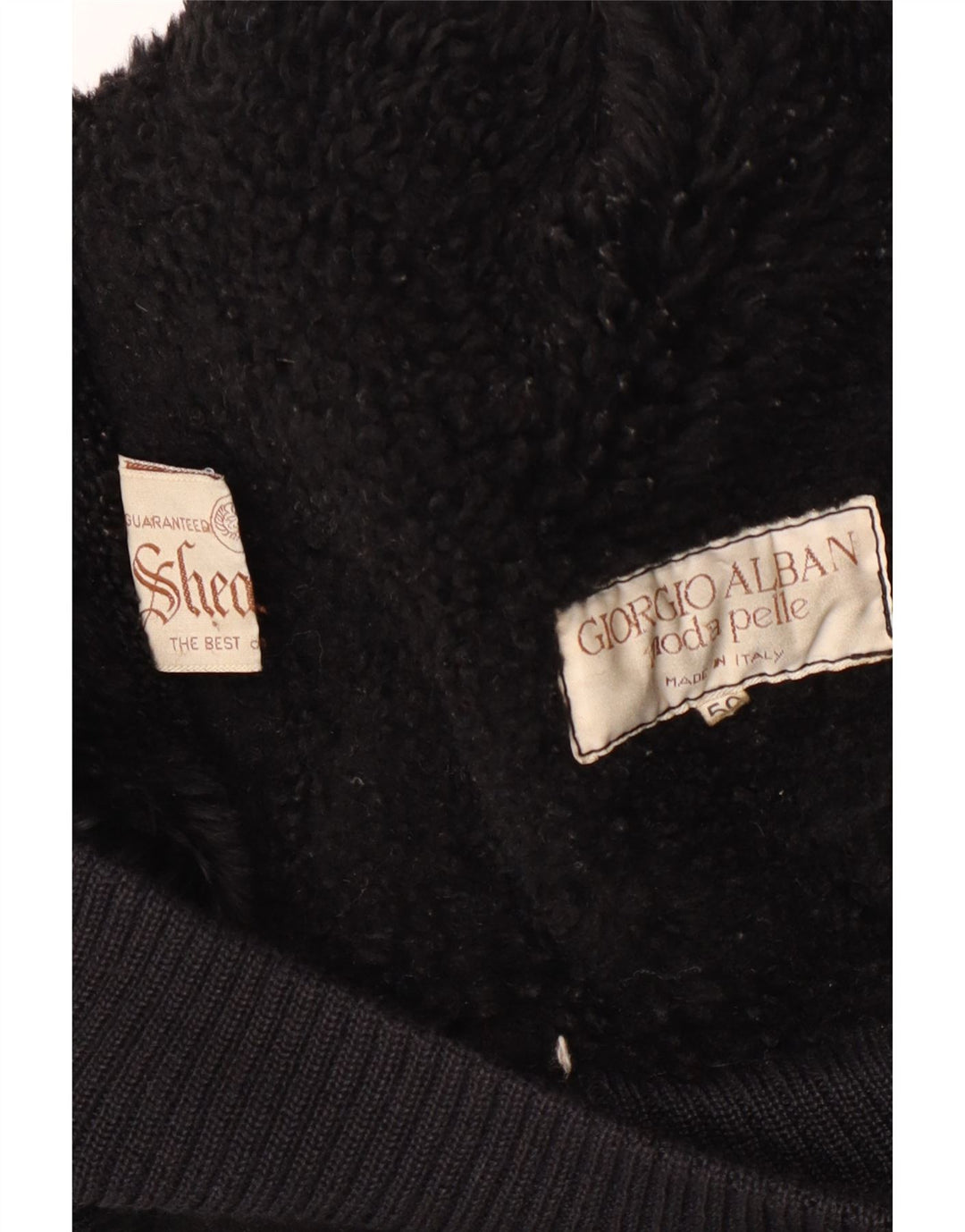 Vintage Herre Shearling Jacket IT 50 Large Black Shearling