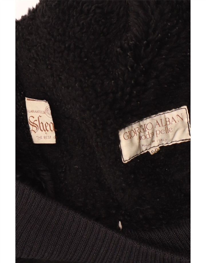 Vintage Herre Shearling Jacket IT 50 Large Black Shearling
