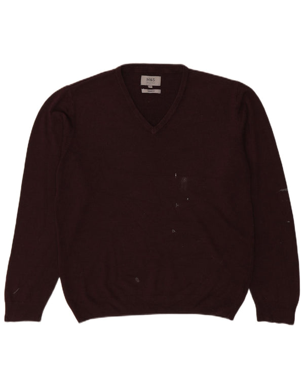 Marks & Spencer Herre V-hals sweater Stor brun akryl