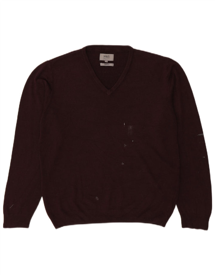 Marks & Spencer Herre V-hals sweater Stor brun akryl