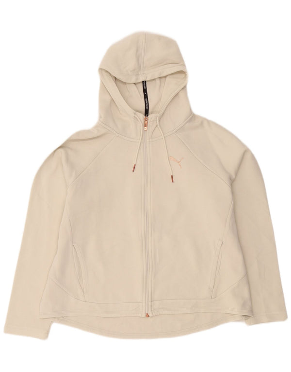 Puma Womens Zip Hoodie Sweater UK 18 XL Off White Cotton